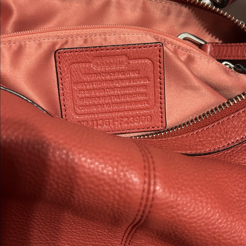 Coach Peach Leather Hobo Shoulder Bag - Picture 11 of 12